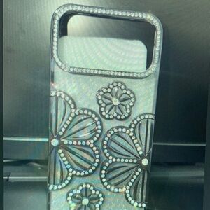 Apple Black and Silver Floral Phone Case